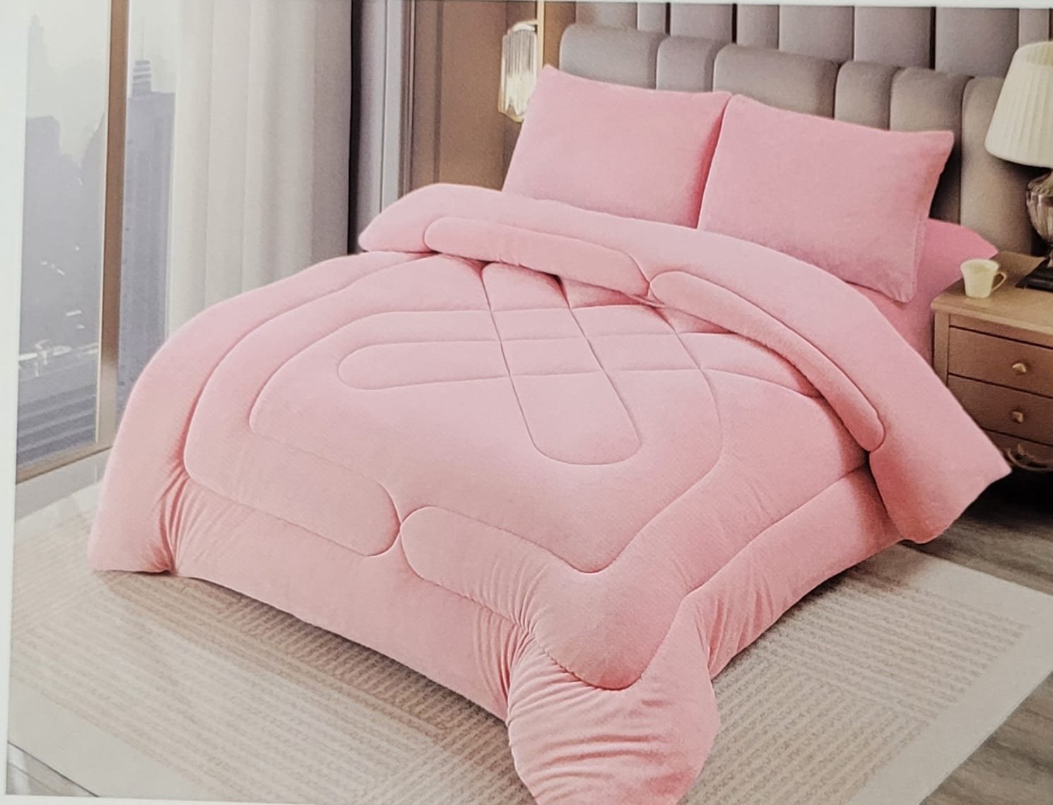 COBERTOR CON CHIPORRO 2 PLAZAS ROSADO