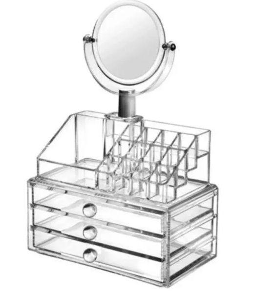 ORGANIZADOR DE MAQUILLAJE ACRILICO CON ESPEJO