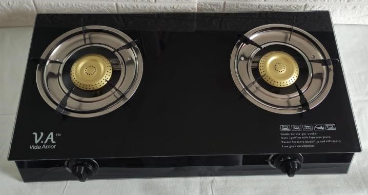 COCINA ENCIMERA VIDRIO 2 HORNILLAS A GAS