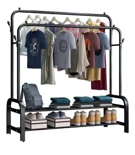 PERCHERO DOBLE SIN RUEDAS CON ZAPATERA