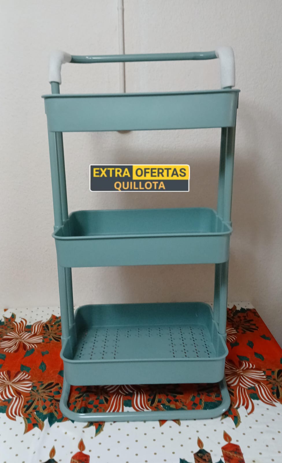 CARRITO 3 NIVELES PLASTICO COLOR VERDE